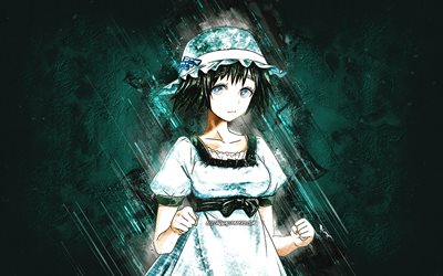 Mayuri Shiina, Steins Gate, blue stone background, Steins Gate characters, Japanese manga, Mayuri Shiina Steins Gate, Shiina Mayuri