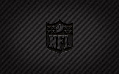 NFL carbon logo, 4k, grunge art, carbon background, creative, NFL black logo, National Football League, NFL logo, NFL