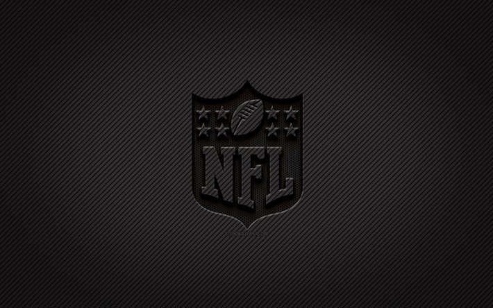 Logotipo de carbono da NFL, 4k, arte grunge, fundo de carbono, criativo, logotipo preto da NFL, National Football League, logotipo da NFL, NFL
