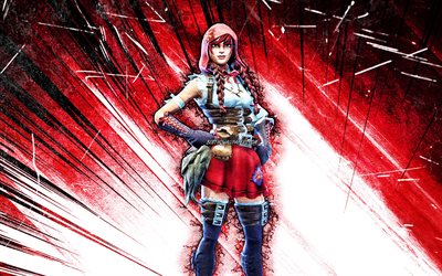 4k, Fable, art grunge, Fortnite Battle Royale, personnages Fortnite, Fable Skin, rayons abstraits rouges, Fortnite, Fable Fortnite