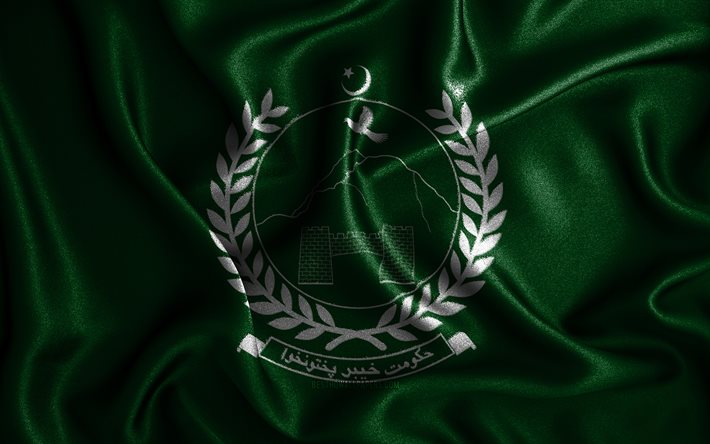 Khyber Pakhtunkhwa flagga, 4k, silke v&#229;giga flaggor, pakistanska provinser, Dag av Khyber Pakhtunkhwa, tyg flaggor, Flagga Khyber Pakhtunkhwa, 3D konst, Khyber Pakhtunkhwa, Asien, Provinser i Pakistan, Khyber Pakhtunkhwa 3D flagga