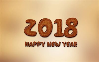 Happy New Year 2018, cookie, art, New Year 2018, creative, Christmas