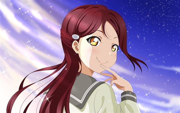 Riko Sakurauchi, 4k, manga, personagens de anime, Amor Ao Vivo
