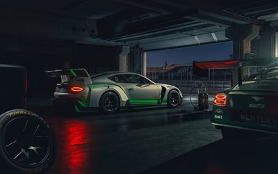 4k, Bentley Continental GT3, racing cars, 2018 cars, garage, supercars, Bentley
