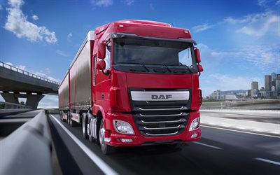 DAF XF, 4k, road, 2018 truck, semi-trailer truck, trucks, new XF, DAF