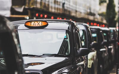 London Taxi, LTI TX4, svart gamla bilar, retro taxi, London, STORBRITANNIEN