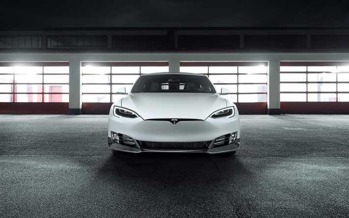 4k, Tesla Model S Novitec, framifr&#229;n, Bilar 2018, Modell S, elbilar, Tesla