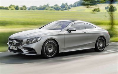 Mercedes-Benz S-Class Coupe, road, 4k, 2018 cars, motion blur, Mercedes