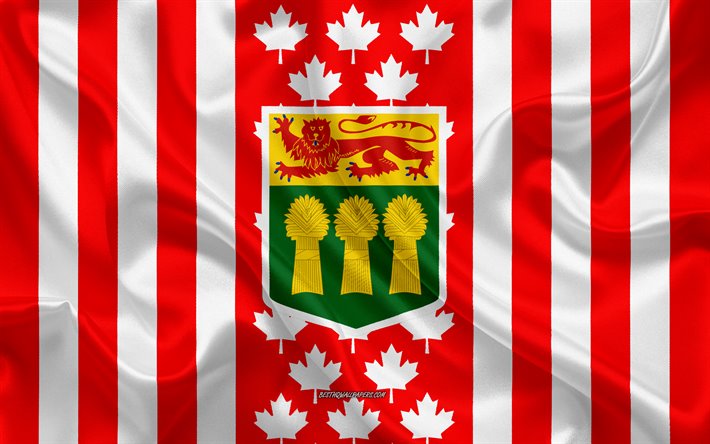 Armoiries de la Saskatchewan, drapeau Canadien, la texture de la soie, de la Saskatchewan, le Canada, le Sceau de la Saskatchewan, le Canadien national des symboles