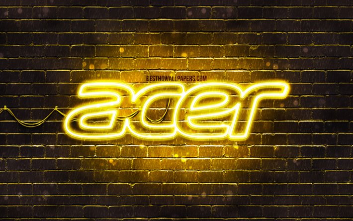 ダウンロード画像 Acer黄ロゴ 4k 黄brickwall エイサーロゴ ブランド Acerネオンのロゴ Acer フリー のピクチャを無料デスクトップの壁紙