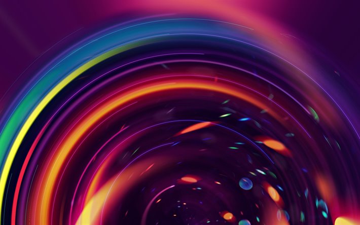 cercles color&#233;s, de violet, de milieux, cr&#233;atif, fond abstrait, neon art, de l&#39;art abstrait, des cercles