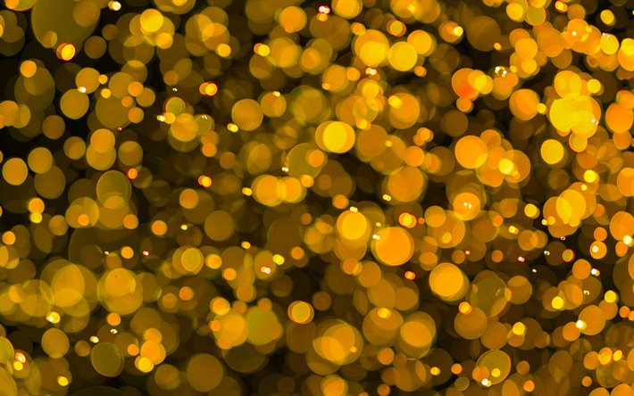 jaune &#233;blouissant, 4k, cr&#233;atif, jaune fond abstrait, de l&#39;art abstrait, arri&#232;re-plan, avec les reflets, les cercles jaunes