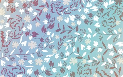 fleur de texture, floral r&#233;tro, fond, bleu r&#233;tro, bleu feuilles d&#39;arri&#232;re-plan, r&#233;tro feuilles de texture