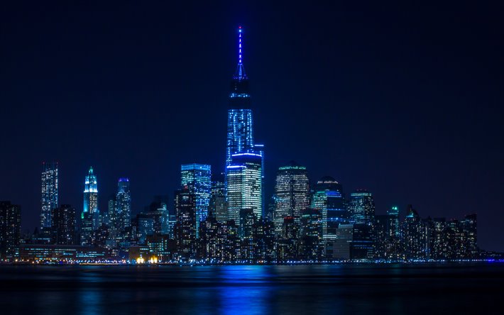 Hong Kong, 4k, noturnas, arranha-c&#233;us, edif&#237;cios modernos, horizonte, China, Hong Kong &#224; noite