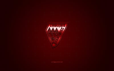 Zaglebie Sosnowiec, Clube de futebol polon&#234;s, Ekstraklasa, logo vermelho, vermelho de fibra de carbono de fundo, futebol, Sosnowiec, Pol&#243;nia, Zaglebie Sosnowiec logotipo