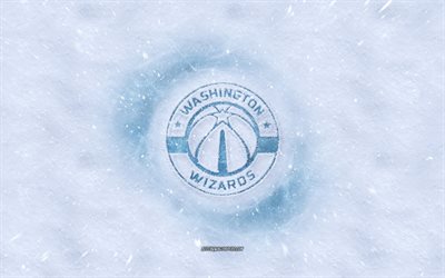 Washington Wizards logotyp, Amerikansk basket club, vintern begrepp, NBA, Washington Wizards ice logotyp, sn&#246; konsistens, Washington, USA, sn&#246; bakgrund, Washington Wizards, basket