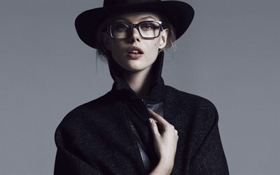 Frida Gustavsson, hermosa chica, la modelo sueca, chica en el sombrero