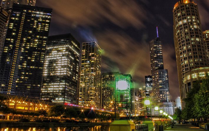 Chicago, America, skyscrapers, embankment, Illinois, USA