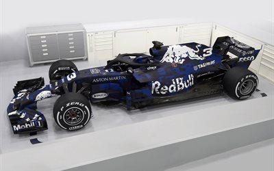 Red Bull RB14, 2018, Formula1, racing car, Red Bull Racing, RB14, F1, garage