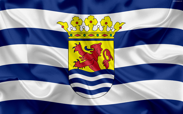 Lippu-Seelanti, Alankomaat, 4k, silkki lippu, hallinnollinen jako, Maakunnat, - Seelanti