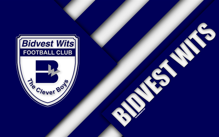 bidwest wits fc, 4k, south african football club-logo, blau wei&#223;, abstraktion, logo, material, design, johannesburg, s&#252;dafrika, premier soccer league, fu&#223;ball