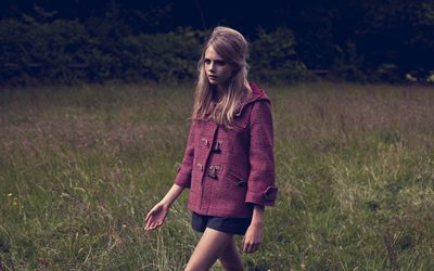 Cara Delevingne, sesi&#243;n de fotos, de color rosa de la chaqueta, el Brit&#225;nico top model, modelo de moda, actriz, Cara Jocelyn Delevingne