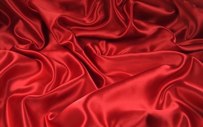 punainen silkki, 4k, punainen kangas, silkki, kangas rakenne
