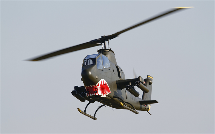 Bell TAH-1P Cobra, AH-1, American attack helicopter, combat aircraft, Bell, USA