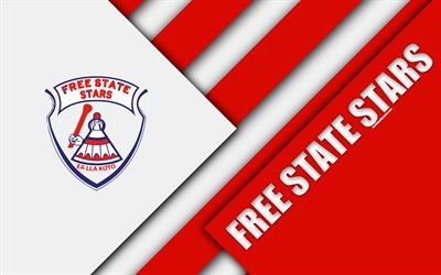 Free State Stars FC, 4k, South African Football Club, logo, white red abstraction, material design, Bethlehem, South Africa, Premier Soccer League, football