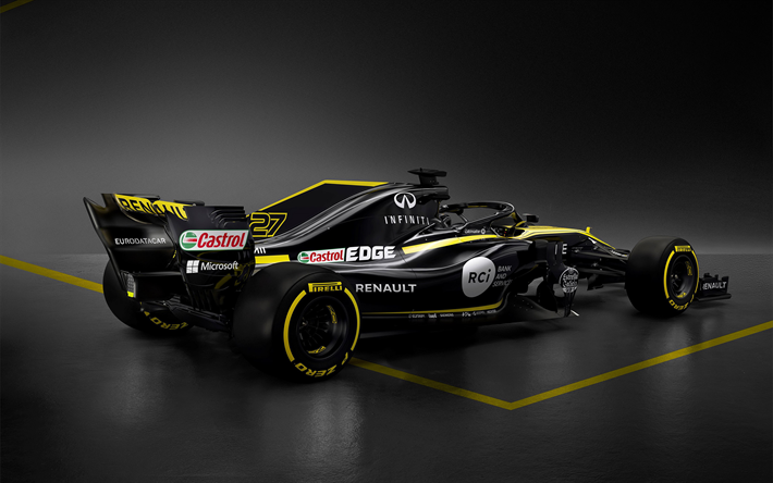 Renault RS18, 2018, Formula 1, gara di auto 2018, F1, vista posteriore, garage, Campionato Mondiale di Formula Renault