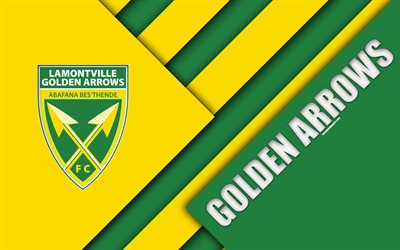 Lamontville Golden Arrows FC, 4k, South African Football Club, logo, green yellow abstraction, material design, Durban, South Africa, Premier Soccer League, football
