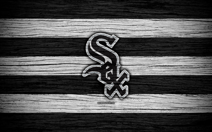 Les White Sox de Chicago, 4k, MLB, le baseball, etats-unis, de la Ligue Majeure de Baseball, de bois, texture, art, club de baseball