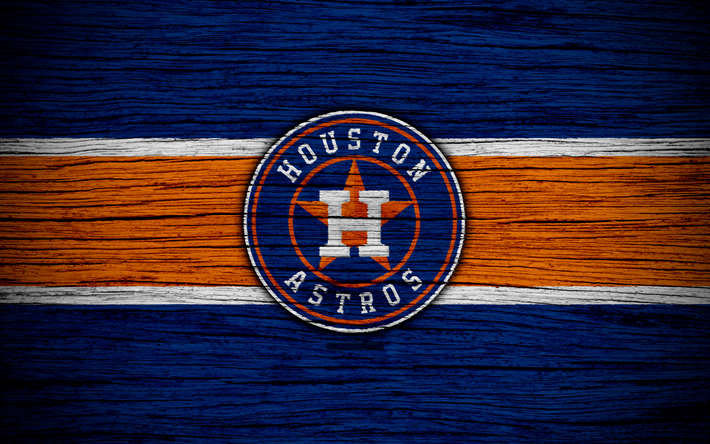 Houston Astros, 4k, MLB, baseball, USA, Major League Baseball, wooden texture, art, baseball club