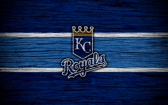 Kansas City Royals, 4k, MLB, baseball, USA, Major League Baseball, wooden texture, art, baseball club