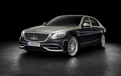 Mercedes-Maybach S560, 4k, 2018 cars, luxury cars, headlights, Maybach, Mercedes