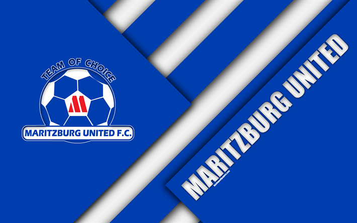 Maritzburg United FC, 4k, South African Football Club, logo, blue white abstraction, material design, Pietermaritzburg, South Africa, Premier Soccer League, football