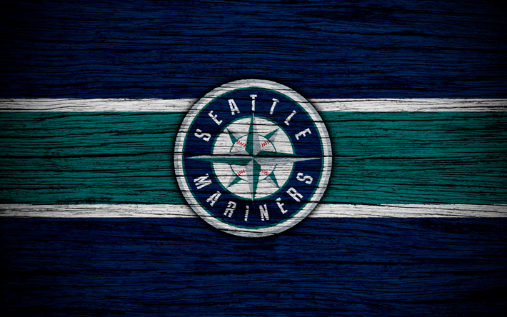 Seattle Mariners, 4k, MLB, baseball, USA, Major League di Baseball, di legno, texture, arte, club di baseball