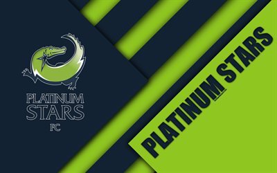 Platinum Stars FC, 4k, South African Football Club, logotyp, abstrakt bl&#229; gr&#246;n, material och design, Rustenburg, Sydafrika, Premier Soccer League, fotboll