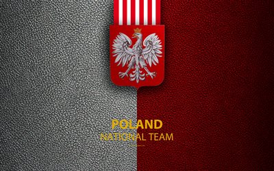Polen landslaget, 4k, l&#228;der konsistens, vapen, emblem, logotyp, fotboll, Polen