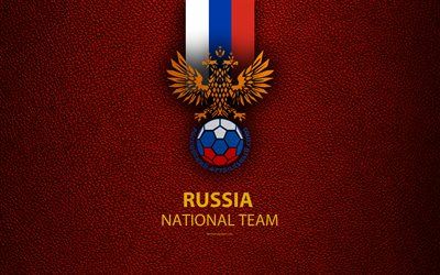 الوطني الروسي لكرة القدم, 4k, جلدية الملمس, الروسي, شعار, كرة القدم, روسيا