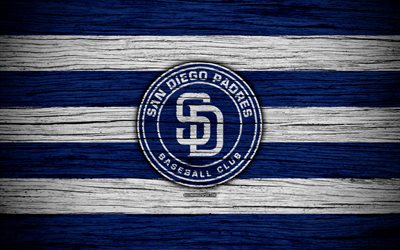 San Diego Padres, 4k, MLB, baseball, USA, Major League Baseball, wooden texture, art, baseball club