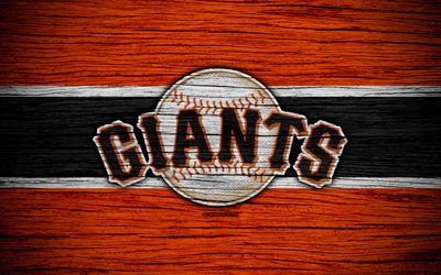San Francisco Giants, 4k, MLB, baseball, USA, Major League Baseball, wooden texture, art, baseball club