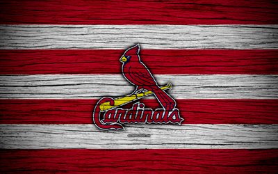 St Louis Cardinals, 4k, MLB, baseball, USA, Major League Baseball, wooden texture, art, baseball club