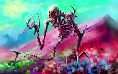 skeleton, 4k, art, monster, creative