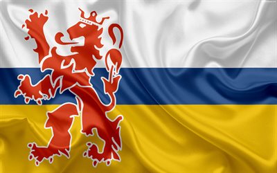 Flaggan i Limburg, Nederl&#228;nderna, 4k, silk flag, administrativa avdelningen, Provinserna i Nederl&#228;nderna, Limburg