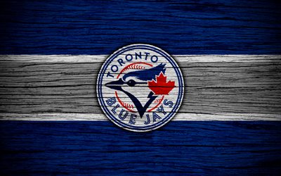 Toronto Blue Jays, 4k, MLB, baseball, Canada, Major League Baseball, wooden texture, art, baseball club