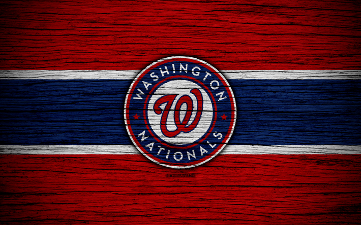 Washington nationals, 4k, MLB, le baseball, etats-unis, de la Ligue Majeure de Baseball, de bois, texture, art, club de baseball