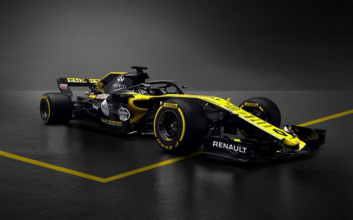 Renault RS18, 2018, Formel 1, ny cockpit skydd, race bilar 2018, F1, skydd, Renault