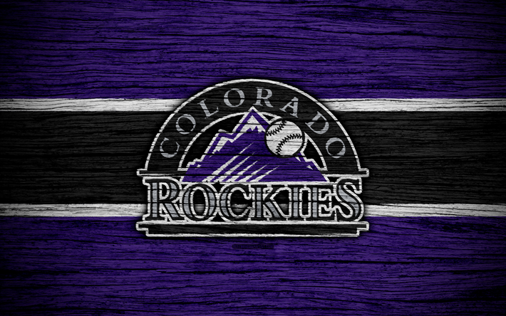 Les Rockies du Colorado, 4k, MLB, le baseball, etats-unis, de la Ligue Majeure de Baseball, de bois, texture, art, club de baseball