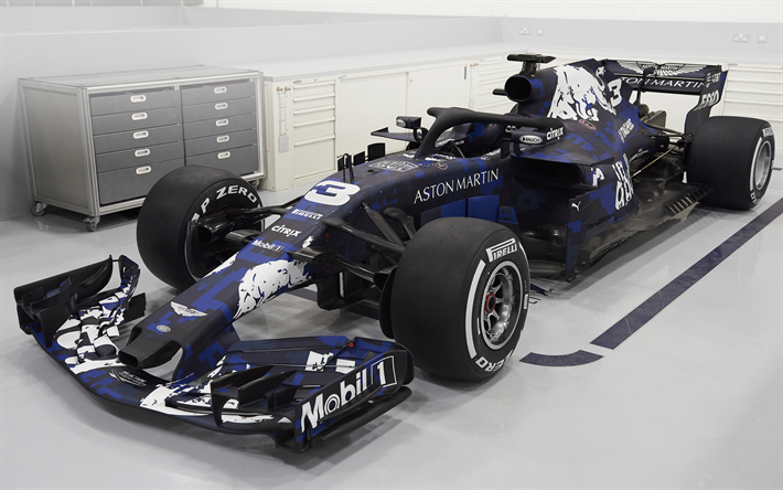 Red Bull RB14, 2018, Formula 1, nuovo pozzetto di protezione, F1, garage, auto da corsa, vista frontale, RB14, Red Bull Racing